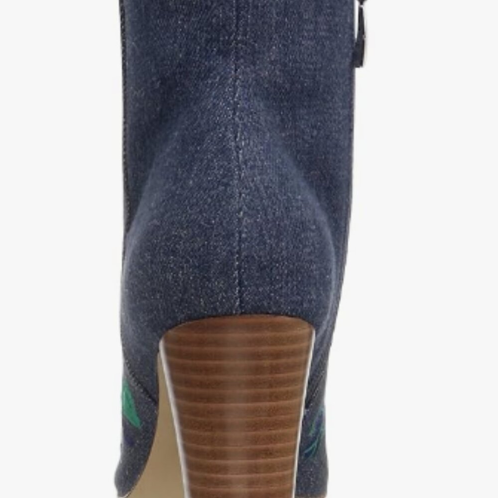 The Fix Women's Nash Denim BOHO Gypsy Embroidered Ankle Booties - Picture 2 of 5